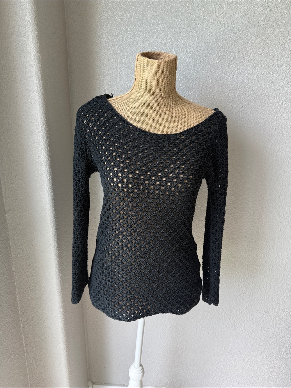 Old Navy Black Open-Knit Crochet Top